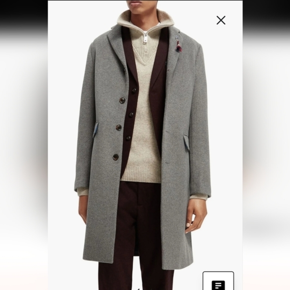 Scotch & Soda Men's Classic Mélange Wool Blend Overcoat